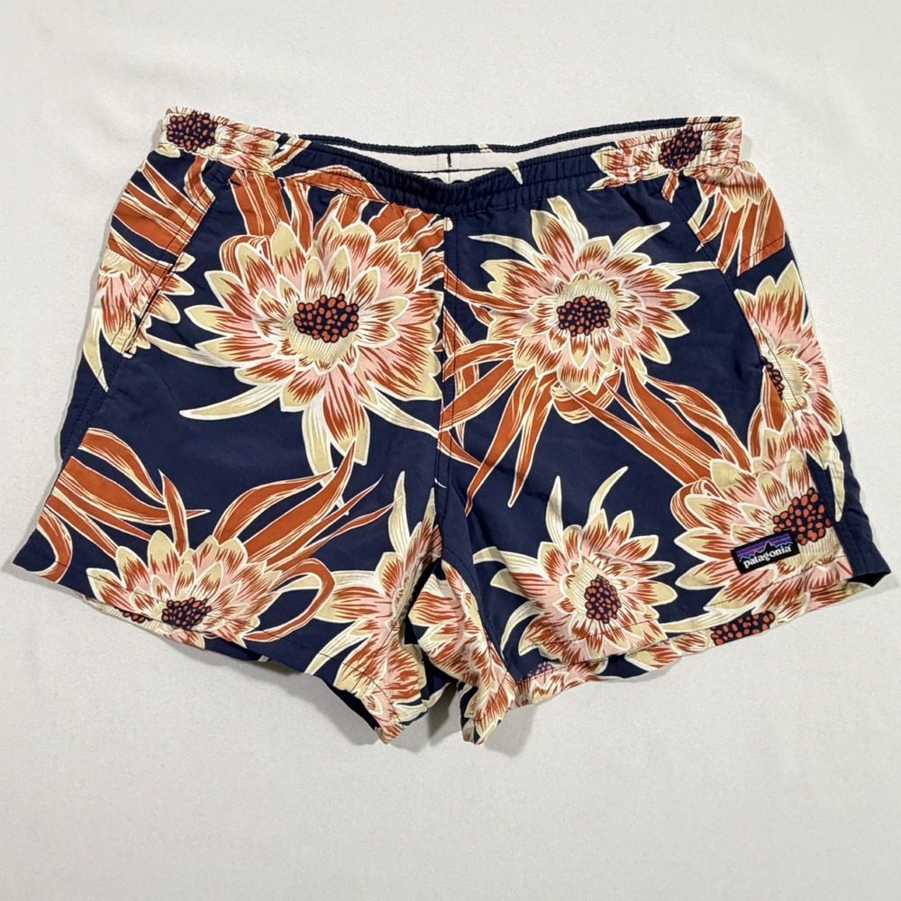 Patagonia Women's Baggies Floral Protea Print Shorts Navy XS 4" Inseam Active